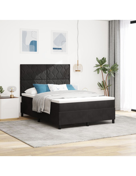 Letto con Reticolo e Materasso Nero 160x200 cm Velluto