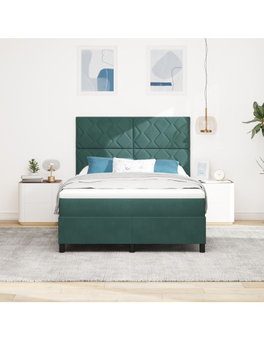 Letto a molle con materasso Verde Scuro 160 x 200 cm Tessuto