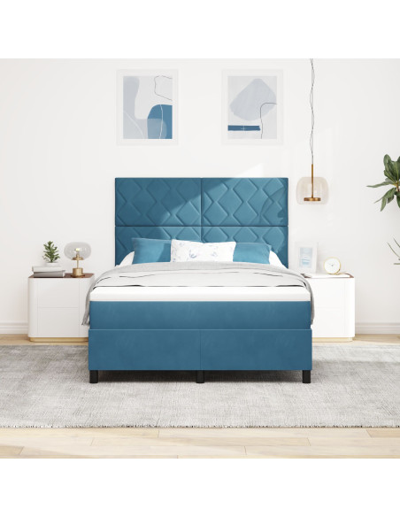 Letto a molle con materasso Blu Scuro 160 x 200 cm Tessuto