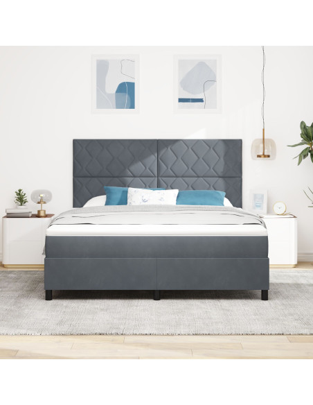 Letto a Box Spring con Materasso Grigio Scuro Super King in Velluto
