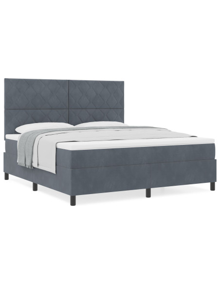 Letto a Box Spring con Materasso Grigio Scuro Super King in Velluto