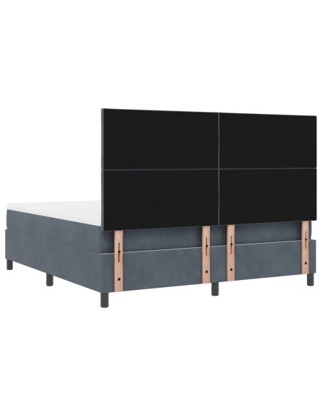 Letto a Box Spring con Materasso Grigio Scuro Super King in Velluto