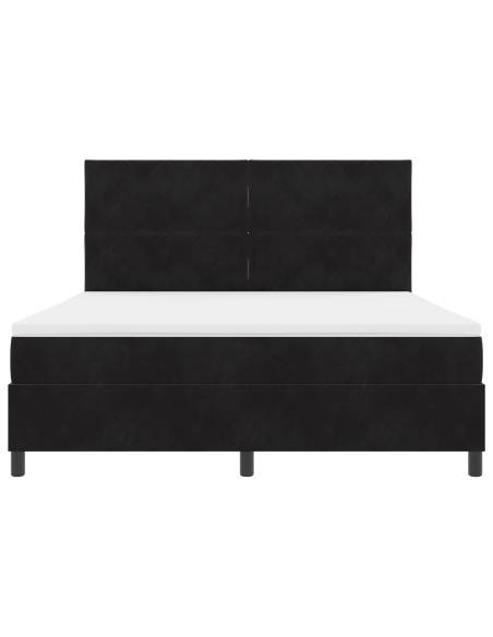 Letto a Molle con Materasso Nero Super King Velluto