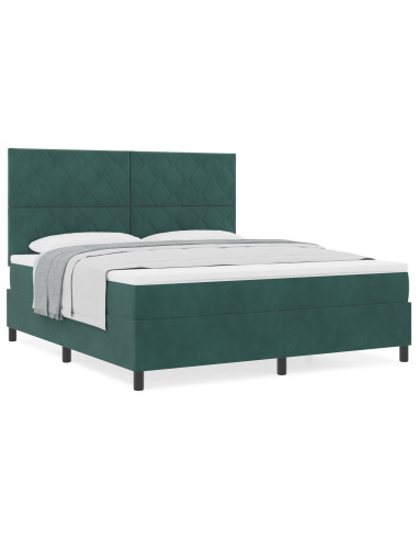 Letto a molle con materasso Verde Scuro 180 x 200 cm Tessuto