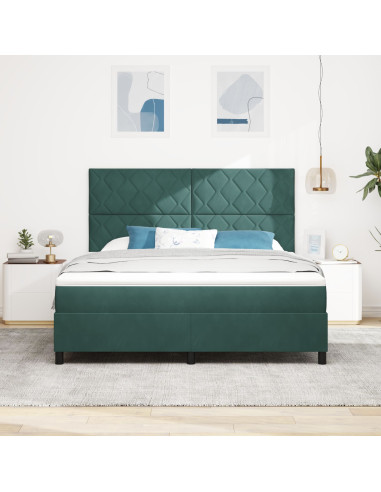 Letto a molle con materasso Verde Scuro 180 x 200 cm Tessuto
