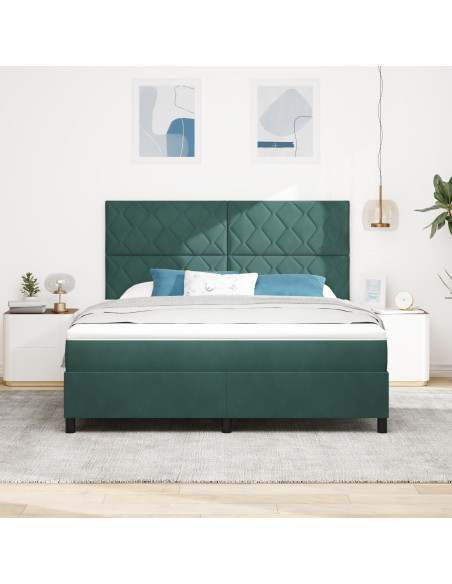 Letto Box Spring  con Materasso Verde Scuro Super King in Velluto