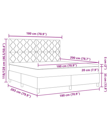 Letto a molle con materasso Verde Scuro 180 x 200 cm Tessuto