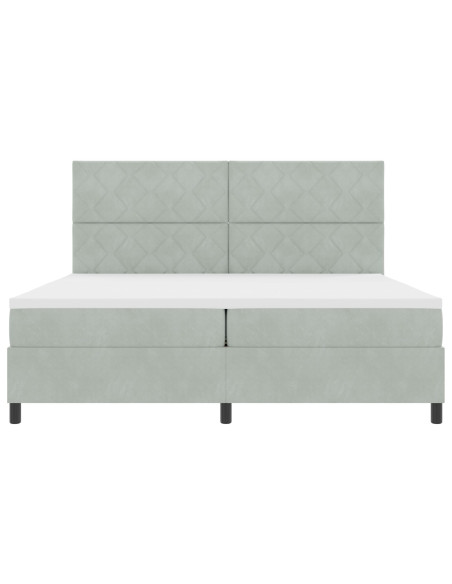 Letto a molla con materasso Grigio chiaro 200x200 cm Velluto