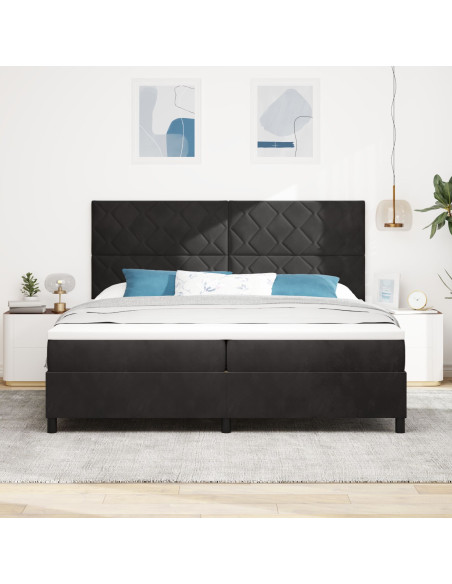 Letto a molle con materasso Nero 200 x 200 cm Tessuto