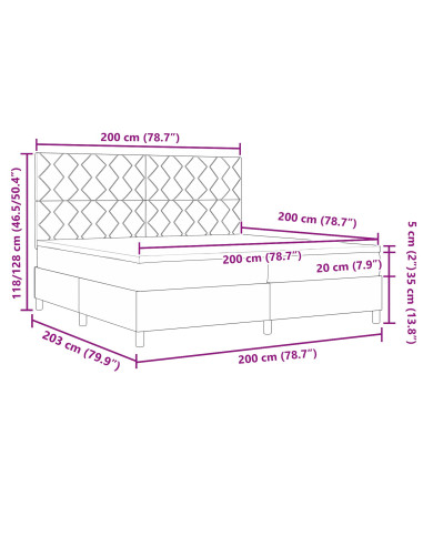 Letto a molle con materasso Blu Scuro 200 x 200 cm Tessuto