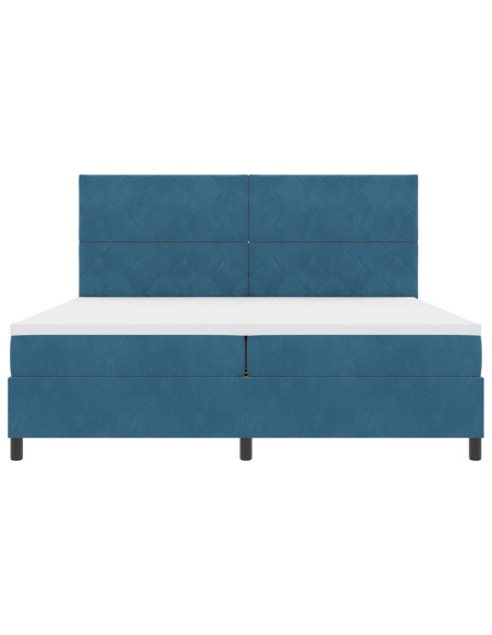 Letto con Rete a Molle e Materasso Blu Scuro 200x200 cm in Velluto