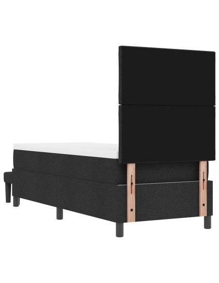 Letto a Molle  con Materasso e Panca Nero 80x200 cm Tessuto