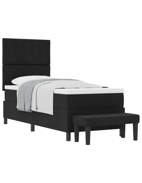 Letto a Molle  con Materasso e Panca Nero 80x200 cm Tessuto