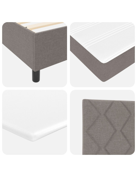 Letto con Box Spring  con Materasso e Panchina Taupe 80x200 cm Tessuto