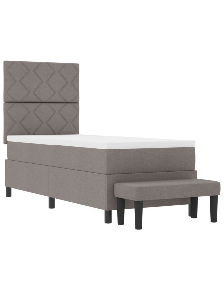 Letto con Box Spring  con Materasso e Panchina Taupe 80x200 cm Tessuto