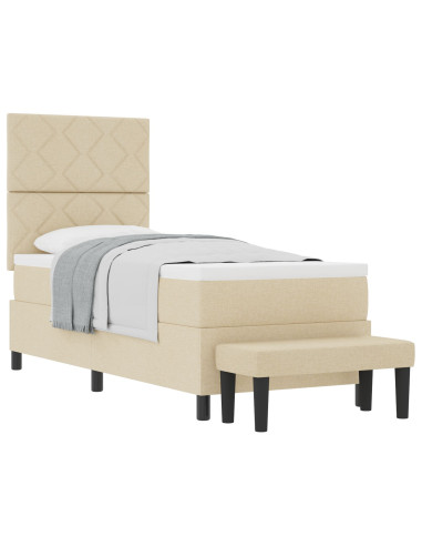 Letto a molle con materasso Crema 80 x 200 cm Tessuto