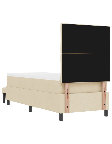 Letto Box Spring  con Materasso & Panchina Crema 80x200 cm Tessuto
