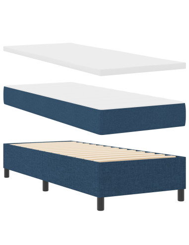Letto a molle con materasso Blu 80 x 200 cm Tessuto