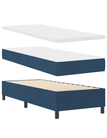 Letto a Molle  con Materasso e Panchina Blu 80x200 cm Tessuto