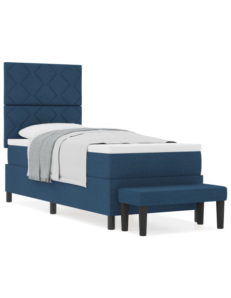 Letto a Molle  con Materasso e Panchina Blu 80x200 cm Tessuto