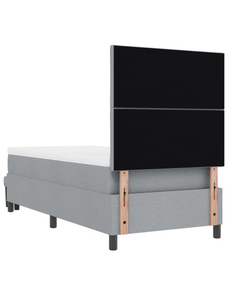 Letto Box Spring con Materasso e Panchina Grigio Chiaro 90x190 cm in Tessuto