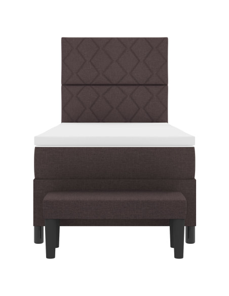 Letto con Box Spring con Materasso & Panchina Marrone Scuro 90x190 cm Tessuto
