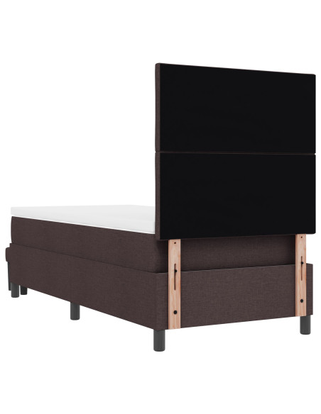 Letto con Box Spring con Materasso & Panchina Marrone Scuro 90x190 cm Tessuto
