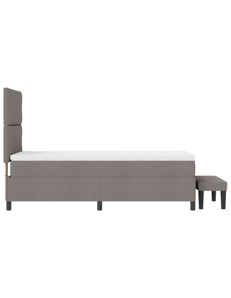 Letto con Box Spring con Materasso & Panchina Taupe 90x190 cm Tessuto