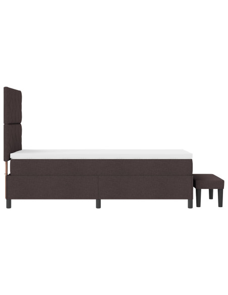 Letto a molle e materasso & panca marrone scuro 90x200 cm tessuto