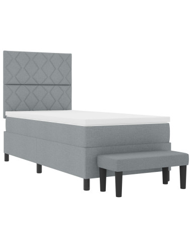 Letto a molle con materasso Grigio chiaro 100 x 200 cm Tessuto