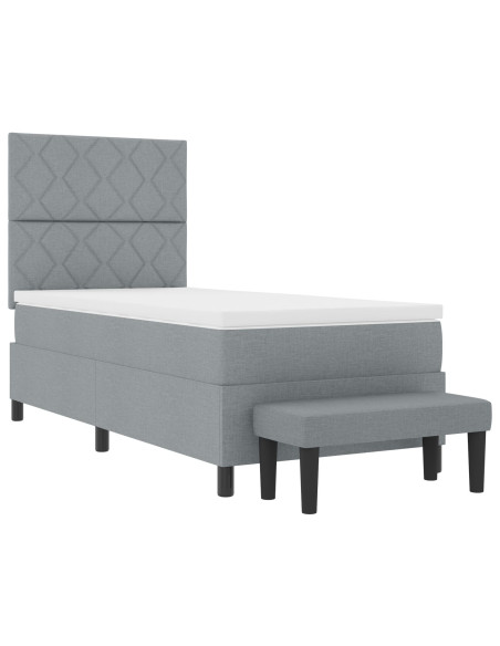 Letto con Rete a Molla con Materasso & Panchina Grigio Chiaro 100x200 cm Tessuto