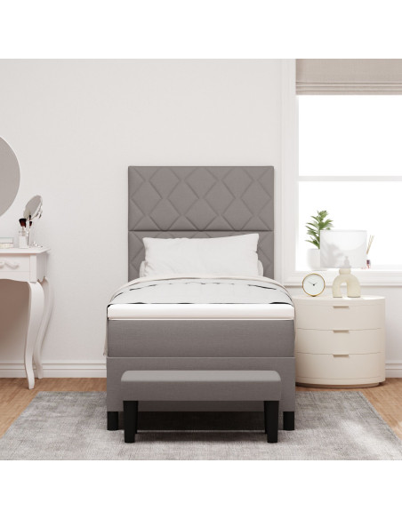 Letto con Box Spring con Materasso & Panchina Taupe 100x200 cm Tessuto