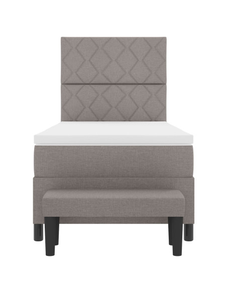 Letto con Box Spring con Materasso & Panchina Taupe 100x200 cm Tessuto