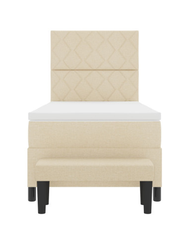 Letto a molle con materasso Crema 100 x 200 cm Tessuto