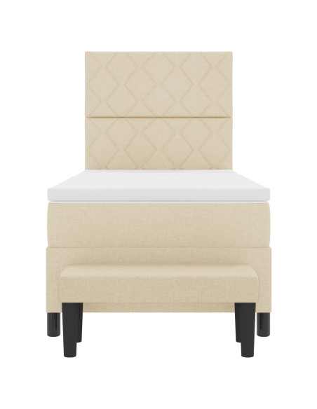 Letto a molle  con materasso e panca crema 100x200 cm tessuto