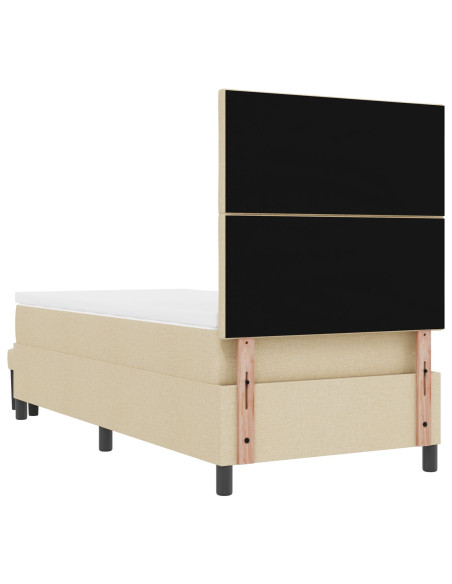Letto a molle  con materasso e panca crema 100x200 cm tessuto