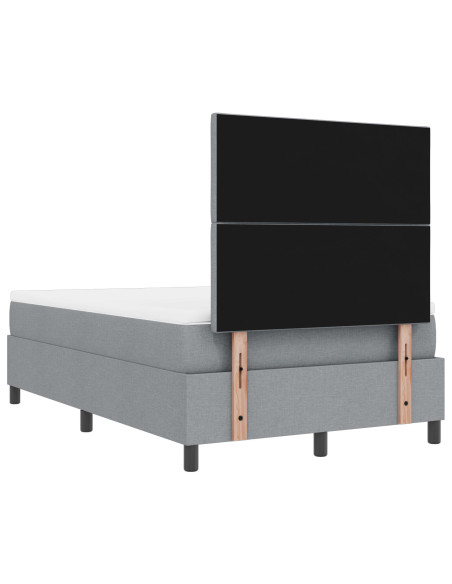 Letto con Box Spring e Materasso e Panca Grigia 120x190 cm in Tessuto