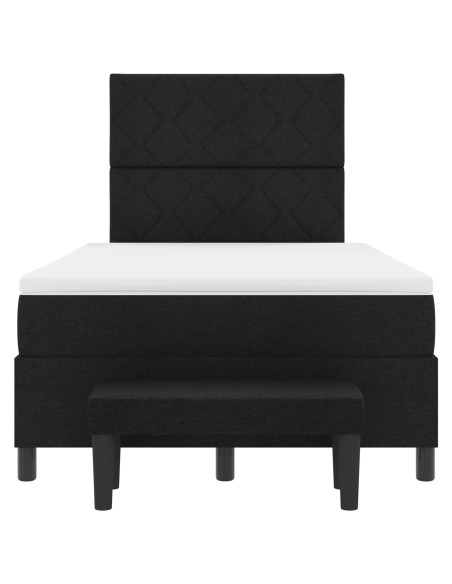 Letto a Molle  con Materasso e Panchina Nero 120x190 cm Tessuto