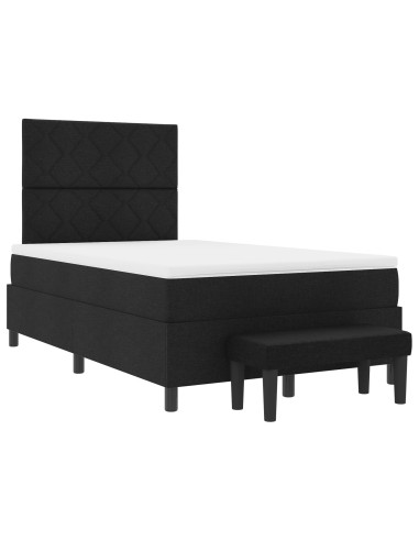 Letto a molle con materasso Nero 120 x 190 cm Tessuto