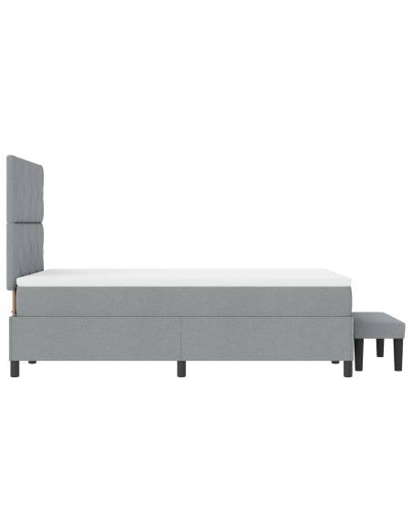 Letto a Molle  con Materasso e Panchina Grigio Chiaro 120x200 cm Tessuto