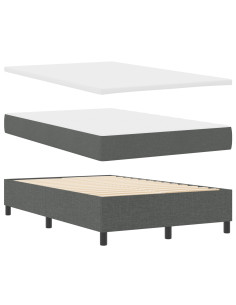 Letto a molle con materasso Grigio scuro 120 x 200 cm Tessuto