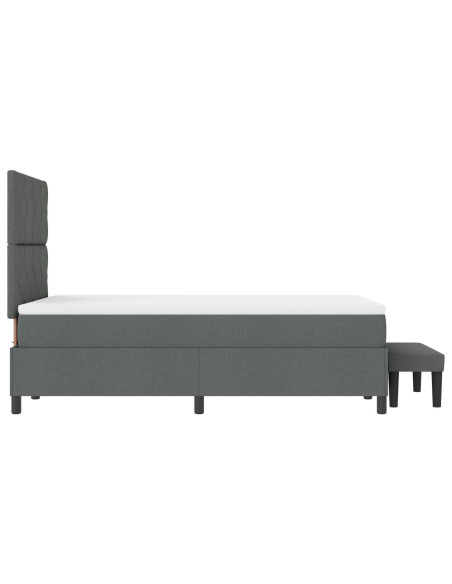 Letto Box Spring con Materasso e Panchina Grigio Scuro 120x200 cm Tessuto
