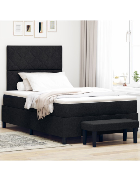 Letto a molle con materasso Nero 120 x 200 cm Tessuto