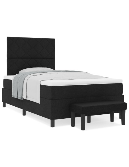 Letto con Box Spring e Materasso Nera 120x200 cm Tessuto