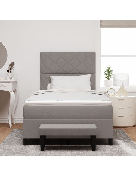 Letto a molla con materasso e panca taupe 120x200 cm tessuto