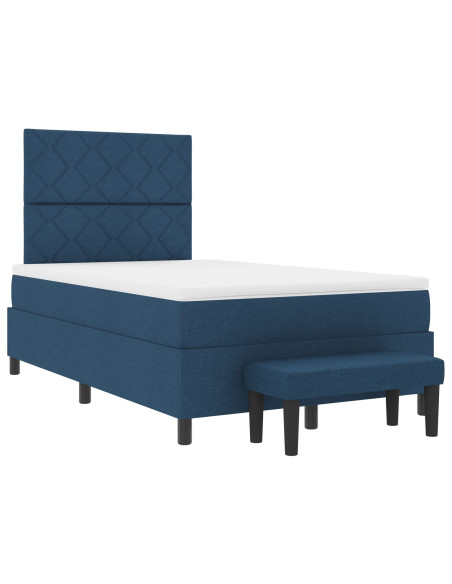 Letto a Molle con Materasso e Panca Blu 120x200 cm Tessuto