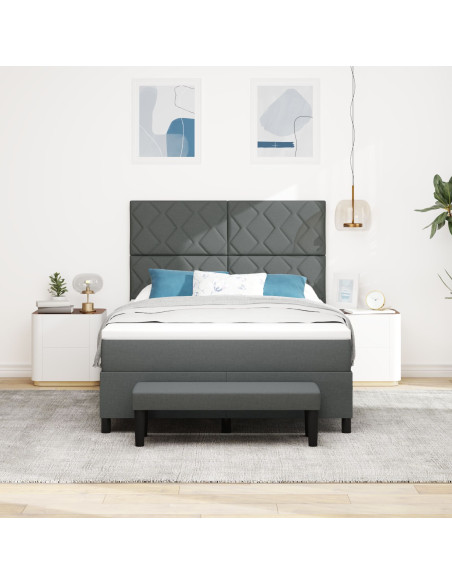 Letto a Molle  con Materasso & Panca Grigio Scuro 140x190 cm Tessuto