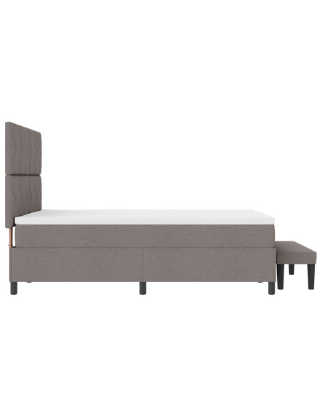 Letto con Box Spring  con Materasso e Panchina Taupe 140x190 cm Tessuto