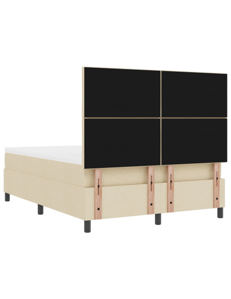 Letto con Rete Ammortizzata con Materasso & Panchina Crema 140x200 cm Tessuto