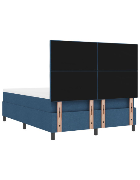 Letto con Rete a Molle e Materasso & Panchetta Blu 140x200 cm Tessuto